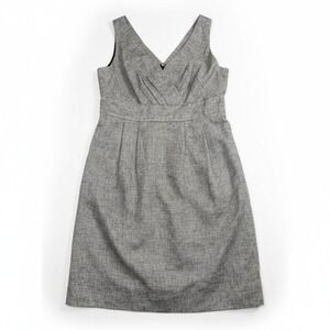 New Ann Taylor LOFT Sleeveless Sheath Dress Silver V Neck Business Casual Linen8